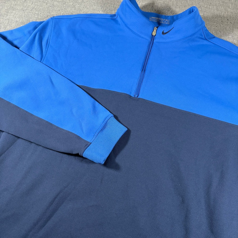 Nike Golf Pullover Mens XXL Blue Colorblock Therma Fit Quarter Zip Sweater